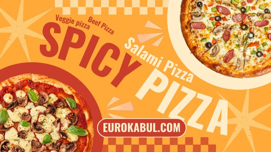 Orange and Beige Modern Playful Geometric Retro How To Make Spicy Pizza YouTube Thumbnail